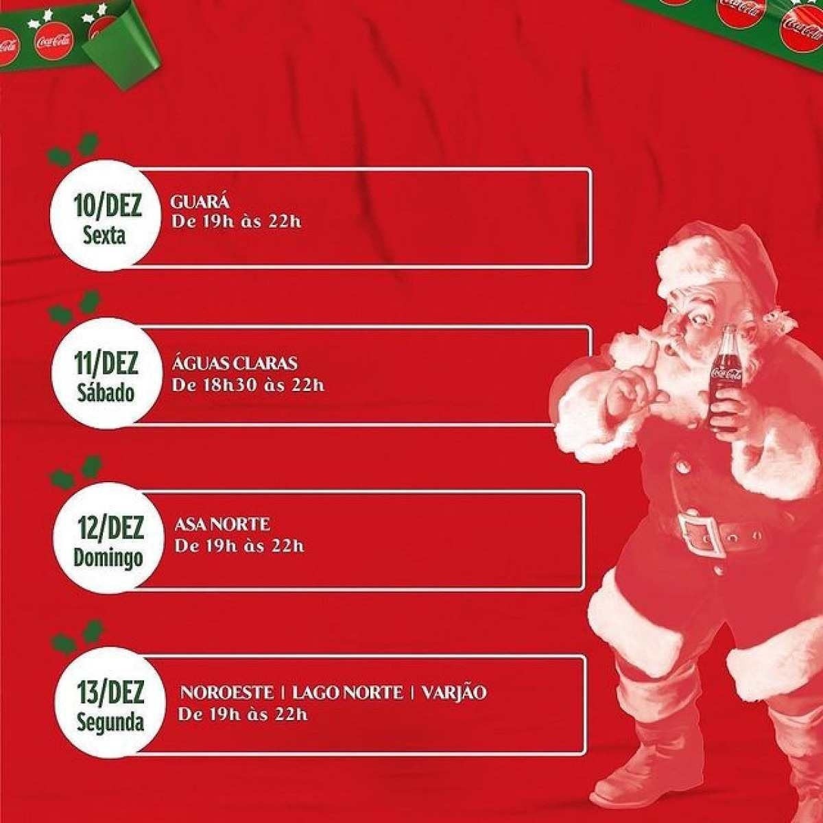 Coca Cola divulga datas e locais de caravanas de Natal no DF