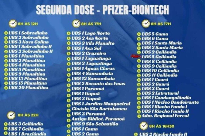 Confira onde se vacinar no DF nesta quinta-feira (25/11)