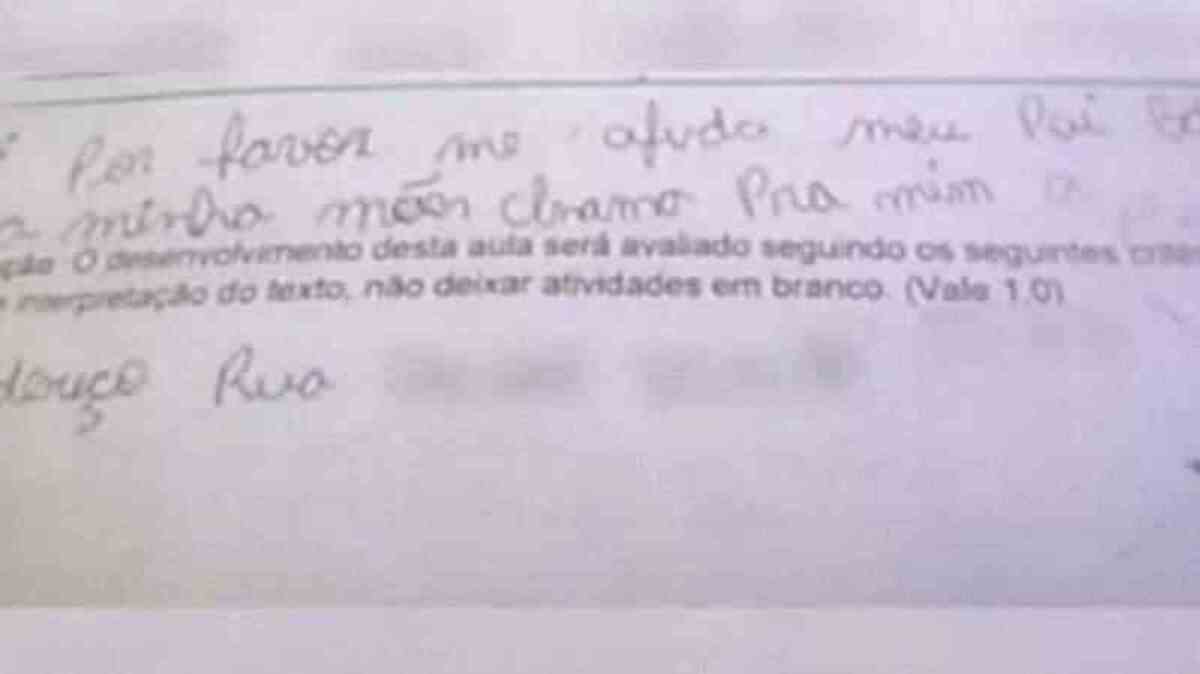 Polícia prende pai de menina que escreveu pedido de socorro à mãe na prova escolar