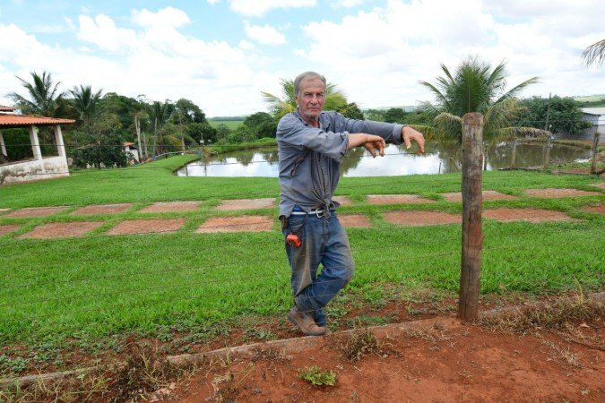  03/12/2021. Crédito: Ed Alves/CB/D.A Press. Brasil. Brasilia - DF. Cidades. Wanderson é suspeito de ter matado a facadas, no último domingo (28/11), a namorada grávida de quatro meses, a enteada, de 2 anos e 9 meses, e um fazendeiro, de 73 anos, com um tiro na cabeça, em Corumbá de Goiás. Na foto, João dos Reis. dono da fazenda.