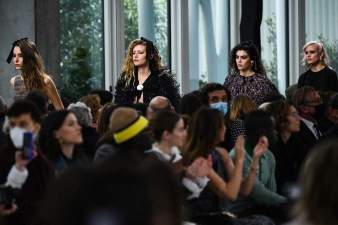  Models present creations during the Chanel 