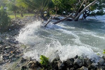  Ilhas Marshall, no Pacífico, enfrentaram inundações por causa da elevação do
nível do mar  
 -  (crédito: Giff JOHNSON/AFP)