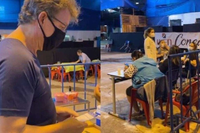 Boninho é tietado em posto de vacinação -  (crédito: Reprodução/Instagram/Montagem)