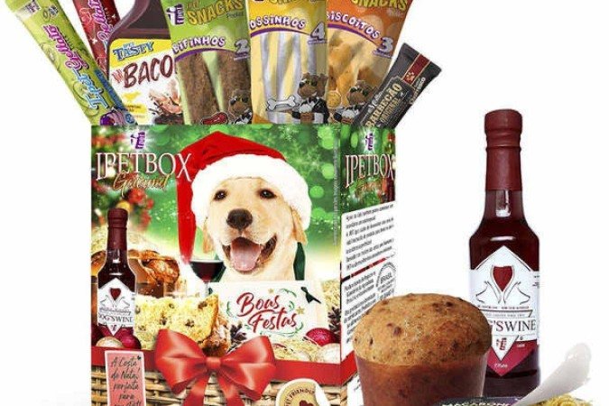 Minicesta de Natal Ipet Gourmet Box para Cães (2kg), da Petlove (R$ 49,99)