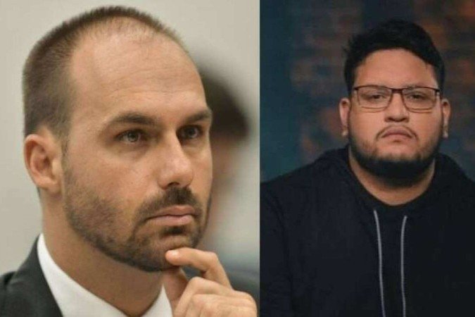 Eduardo Bolsonaro e cantor Maurílio - (crédito: Reprodução/Redes Sociais) Eduardo Bolsonaro e cantor Maurílio - (crédito: Reprodução/Redes Sociais)