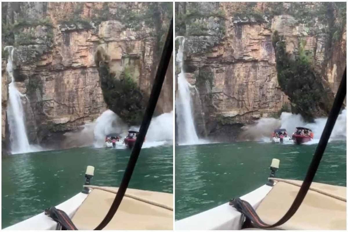 Vídeo: turistas tentam alertar passageiros de lanchas sobre queda de rocha