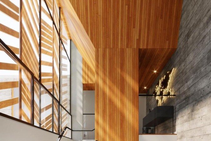 Hall de escada cascata em concreto