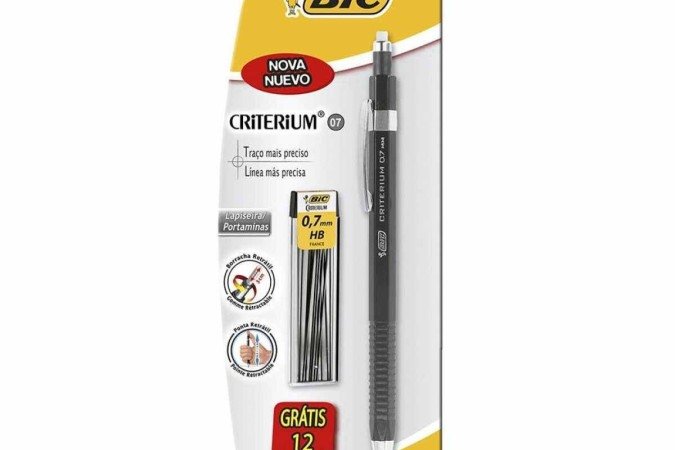 Lapiseira Criterium 0.7mm, com 12 grafites grátis da BIC (R$ 13,29)

