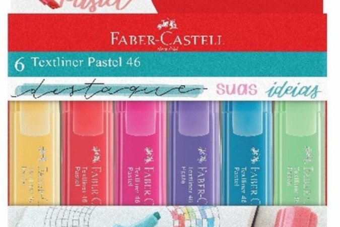 Textliner 46, tons pastéis, da Faber Castell (R$ 57)