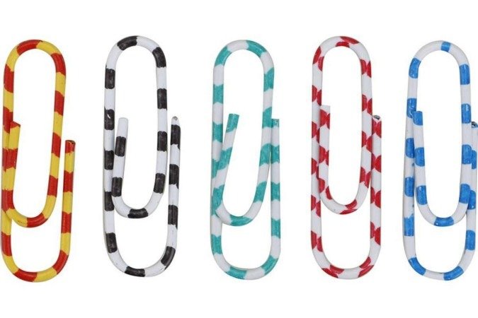 Conjunto de Clips Office Basics Listrados com 50 peças, na Americanas.com (R$ 7,99)