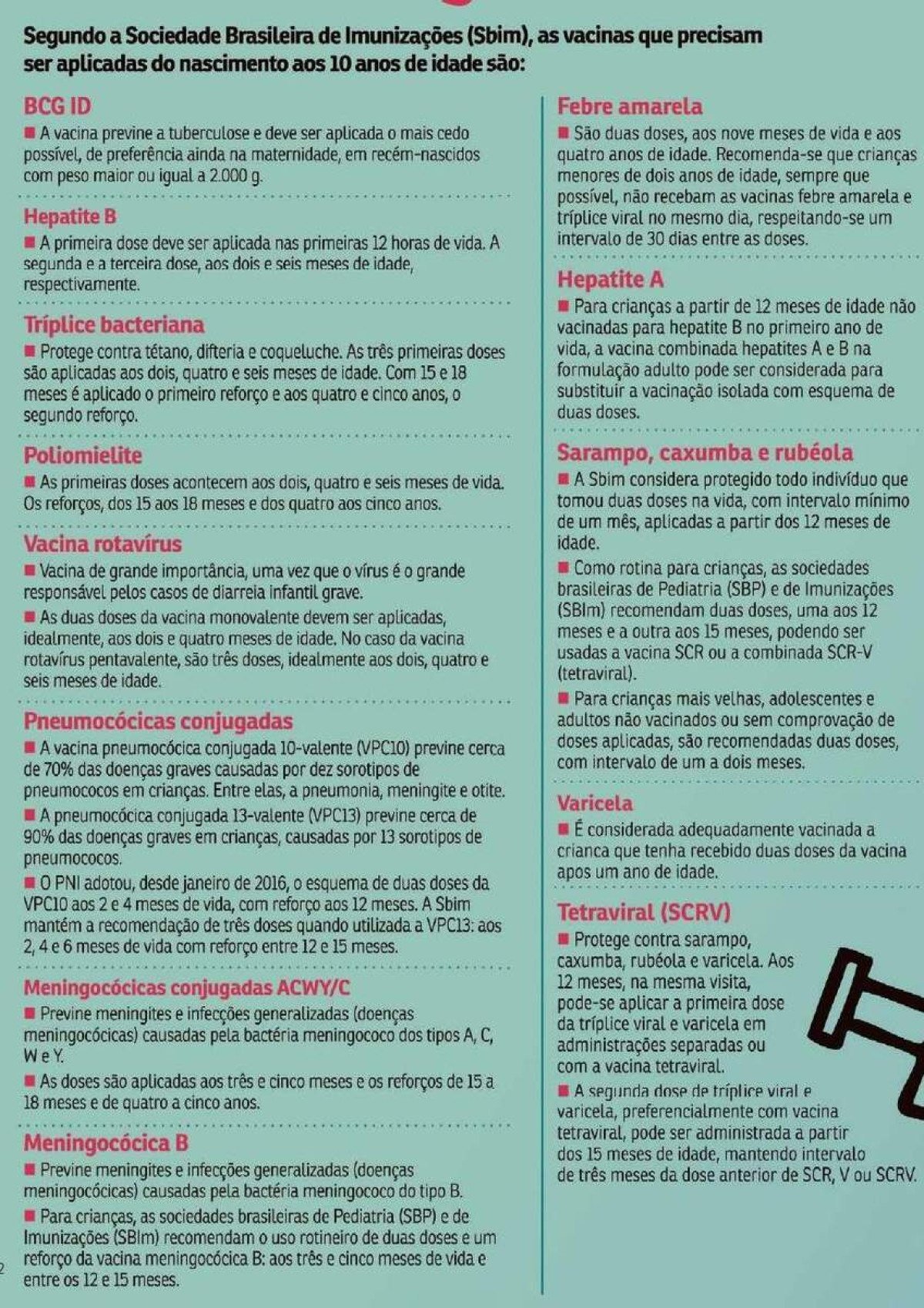 Veja todas as vacinas que crianças de até 10 anos precisam tomar 
