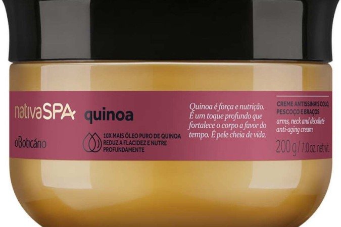 Creme Antissinais Colo, Pescoço e Braços Nativa SPA Quinoa, 
De O Boticário (R$ 72,90)