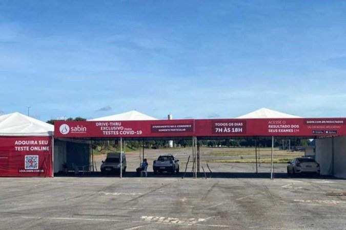  Crédito: Grupo Sabin/Divulgação. Unidade de atendimento do Grupo Sabin no estacionamento do Estádio Nacional Mané Garrincha