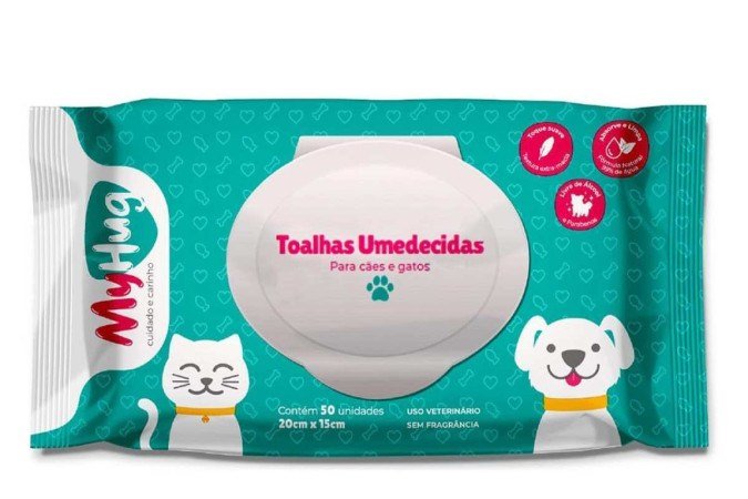 Toalha Umedecida Myhug, na Cobasi (R$ 16,90)
