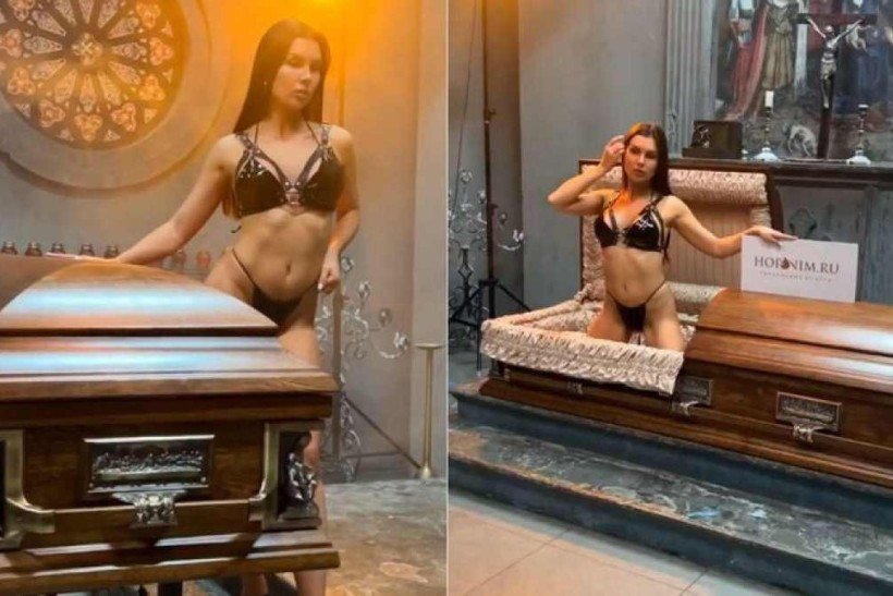 Funerária faz campanha com modelos de lingerie dentro de caixões