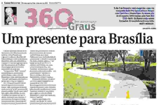 Credito: Correio Braziliense/Reproducao. Coluna 360 Graus, por Jane Godoy, de 15/01/2015.