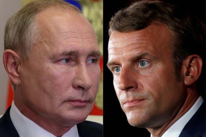  Emmanuel Macron e Vladimir Putin -  (crédito:  AFP)