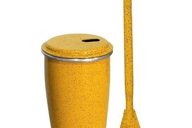 Copo Alumínio Térmico Bomba Metal Amarelo, na Shoptime (R$ 41,04)