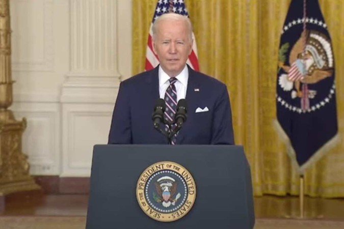 Resposta de Biden foi feita em pronunciamento na Casa Branca -  (crédito: Reprodução/Youtube)