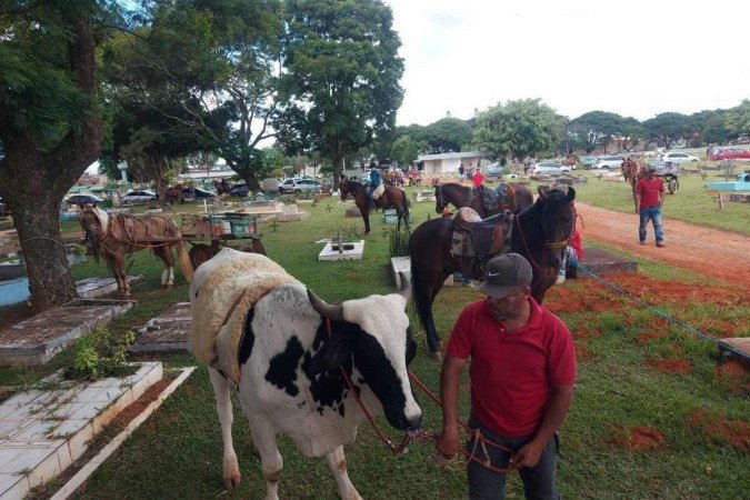 Durante o funeral, amigos e familiares fizeram uma cavalgada em homenagem a Japãozinho - (crédito: Arquivo pessoal) Durante o funeral, amigos e familiares fizeram uma cavalgada em homenagem a Japãozinho - (crédito: Arquivo pessoal)