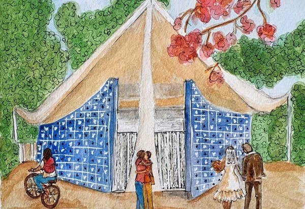 Igrejinha da 308 Sul, em aquarela 