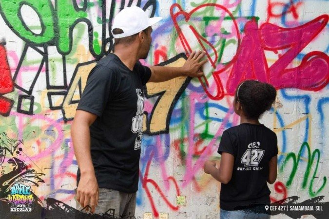 O encontro que acontece em Ceilândia, Sol Nascente e Samambaia - (crédito: Arte Urbana nas Escolas/Divulgação) O encontro que acontece em Ceilândia, Sol Nascente e Samambaia - (crédito: Arte Urbana nas Escolas/Divulgação)