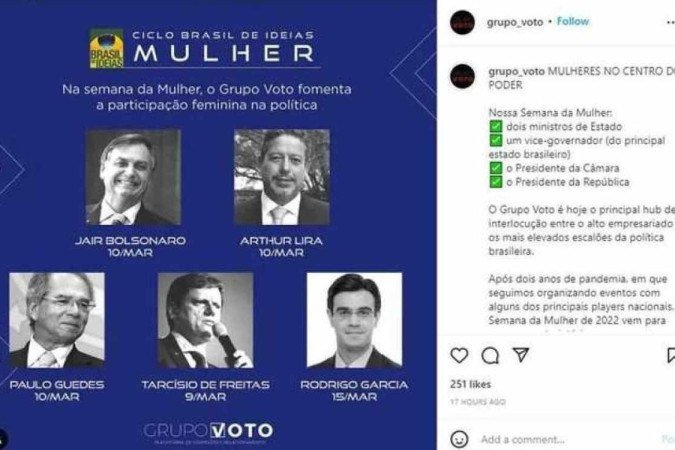 Divulgação de evento do Grupo Voto - (crédito: Instagram/Reprodução) Divulgação de evento do Grupo Voto - (crédito: Instagram/Reprodução)