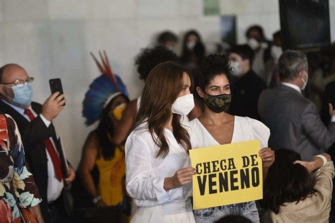 Mobilização durante a entrega do manifesto contra o Pacote da Destruição, no Congresso Nacional