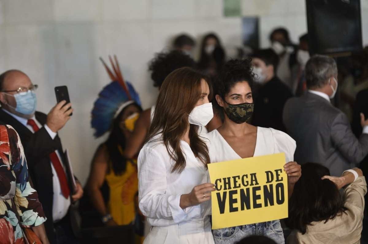 Mobilização durante a entrega do manifesto contra o Pacote da Destruição, no Congresso Nacional