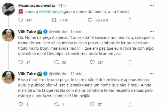 Viih Tube rebate acusação de plágio