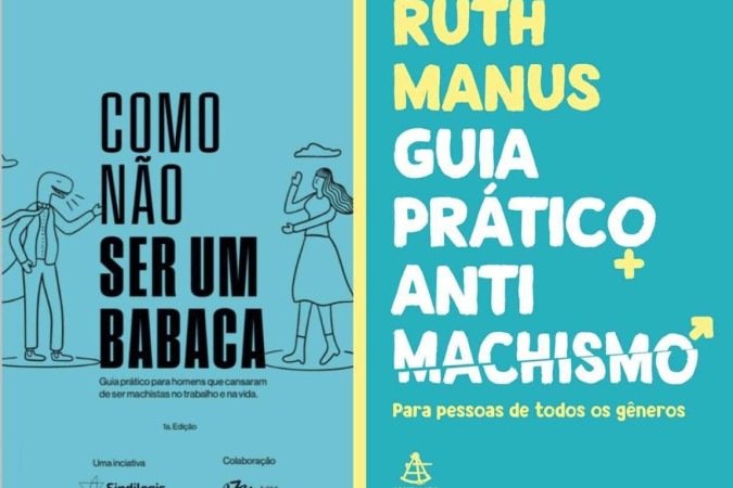 Capa dos livros Como não ser um babaca: Guia prático para homens que cansaram de ser machistas no trabalho e na vida e Guia Prático Anti Machismo