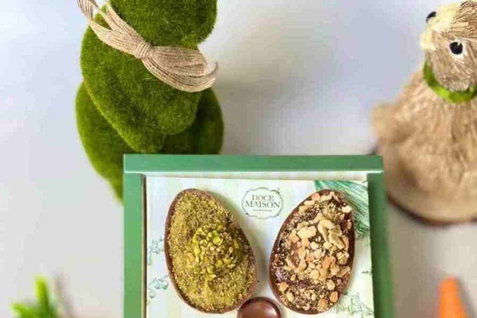 Quarteto Maison, da Doce Maison (R$ 89)
4 mini ovos de aproximadamente 100g cada nos sabores leite ninho com nutella, pistache, brigadeiro ao leite e palha italiana
