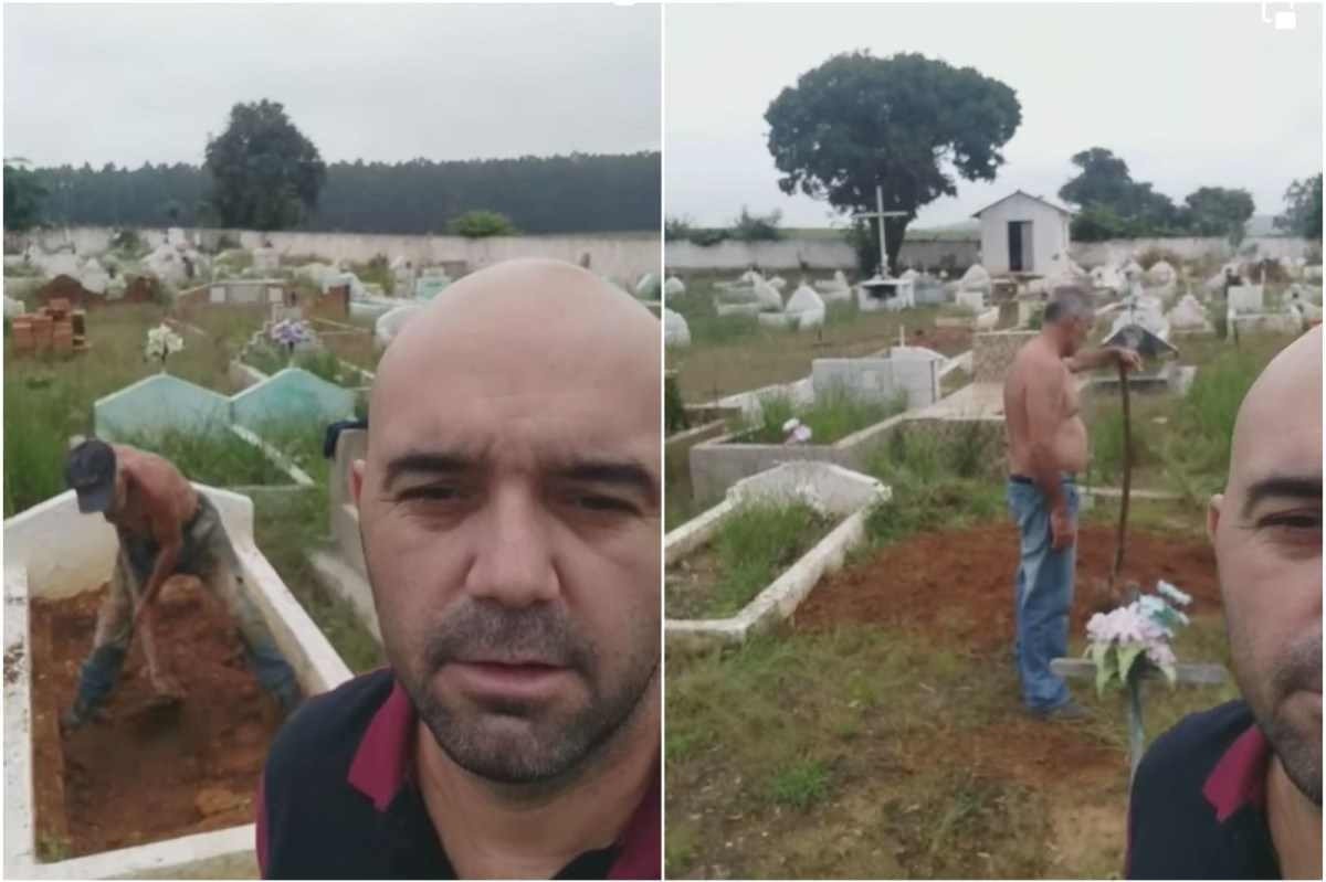 Sem coveiros, irmãos abrem sepultura para enterrar pai em SP