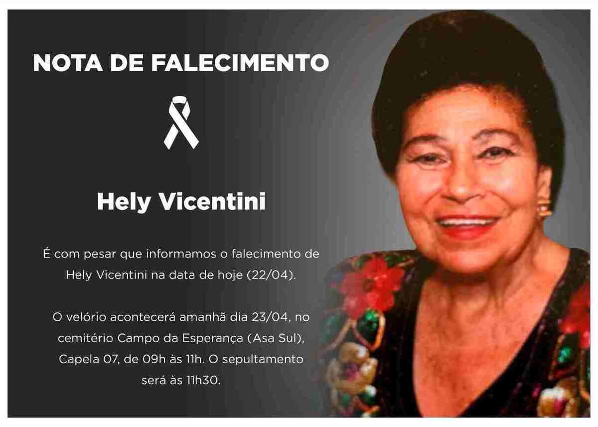 Velório de Hely Vicentini acontecerá no dia 23/4 no cemitério Campo da Esperança