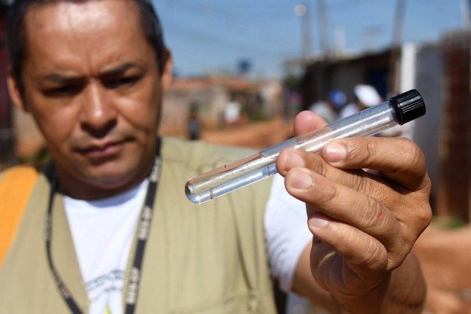  06/05/2022. Crédito: Ed Alves/CB/D.A Press. Brasil. Brasília - DF. Cidades. O DF tem aumento histórico de casos de dengue. Núcleo de Vigilância Ambiental faz vistoria na Estrutural, Chácara Santa Luzia. 