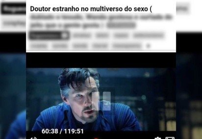 Imagens de filme do Doutor Estranho dentro do site de vídeos Xvídeos -  (crédito: Reprodução/Twitter)