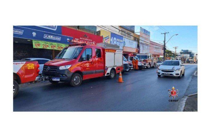 Corpo de Bombeiros Militar do DF atendeu a vítima de explosão de uma panela de pressão com seis militares, na QNM 18, Conjunto A, de Ceilândia Norte