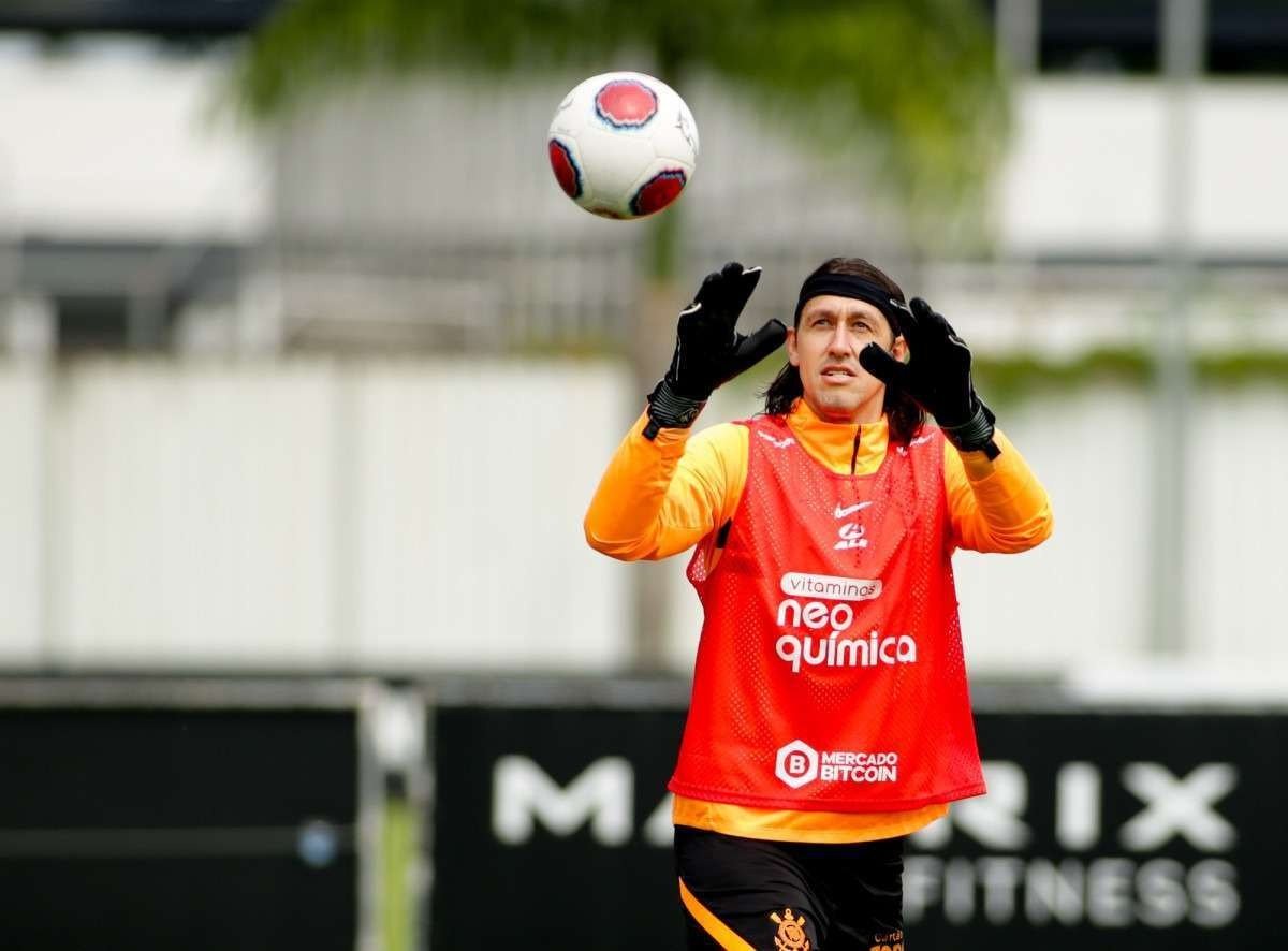 Cassio, durante treino do Corinthians