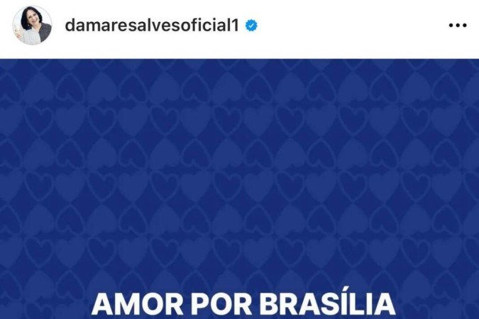  Crédito: Reprodução/Instagram. Eixo Capital. Slogan da campanha da Damares Alves