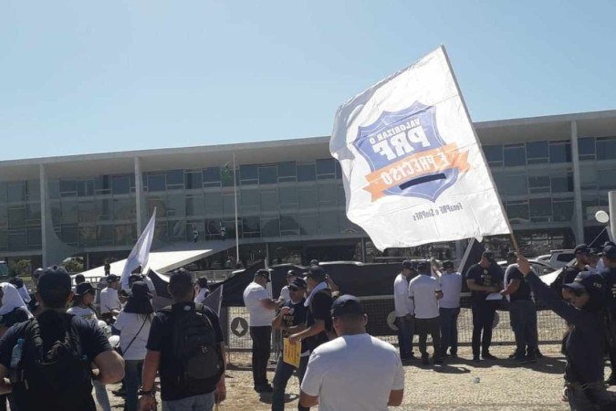 Manifestação de servidores da PRF, ocorrida nesta quarta-feira (1)