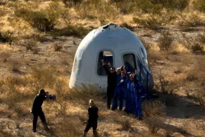 Jornada realizada pela Blue Origin não durou 10 minutos -  (crédito: Reprodução / Blue Origin)