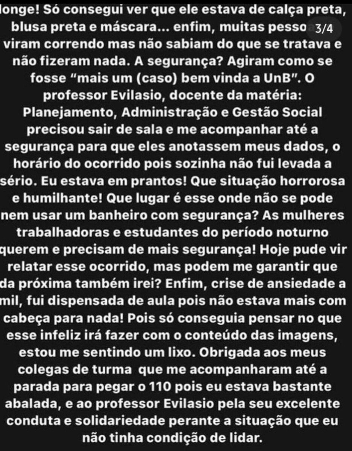 Relato de estudante do serviço social 