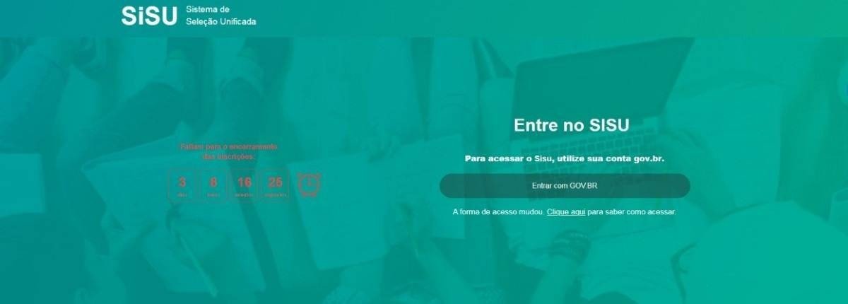 Página de login para inscrição no Sisu
