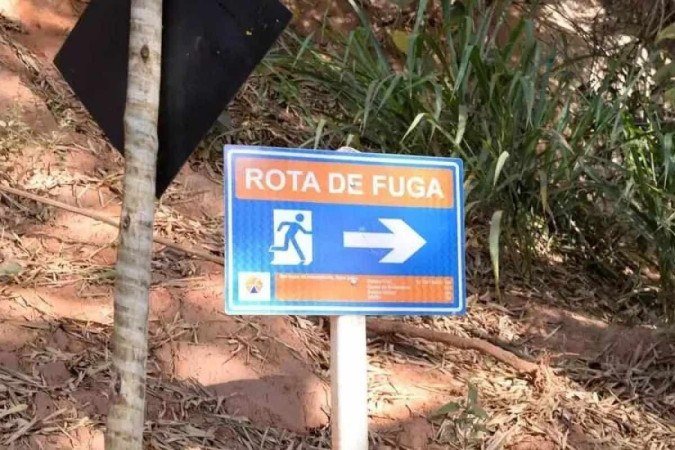 Rota de fuga em caso de rompimento da barragem