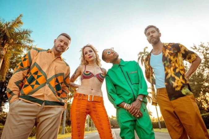 Justin Timberlake, Halsey, Pharrell e Calvin Harris - (crédito: Reprodução) Justin Timberlake, Halsey, Pharrell e Calvin Harris - (crédito: Reprodução)