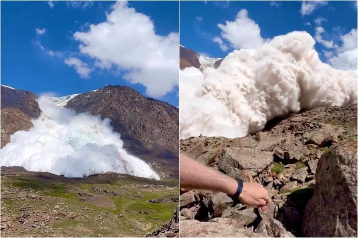 Turista filma momento em que é atingido por avalanche; veja