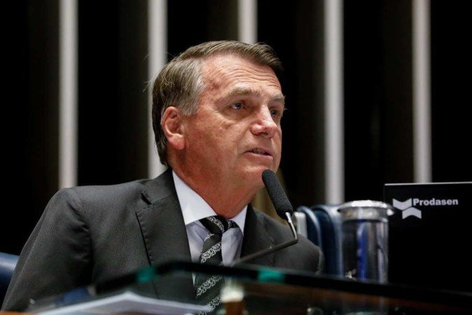 Bolsonaro iniciou a apresentação relatando a facada recebida na pré-campanha de 2018 - (crédito: Alan Santos) Bolsonaro iniciou a apresentação relatando a facada recebida na pré-campanha de 2018 - (crédito: Alan Santos)