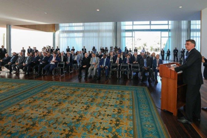A reunião ocorreu no dia 18 de julho no Palácio do Planalto, em Brasília. - (crédito: AFP) A reunião ocorreu no dia 18 de julho no Palácio do Planalto, em Brasília. - (crédito: AFP)