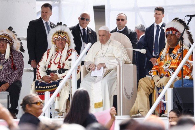 Papa Francisco discursa em reunião com as comunidades indígenas das Primeiras Nações, Métis e Inuit em Maskwacis, Alberta, Canadá - Papa Francisco discursa em reunião com as comunidades indígenas das Primeiras Nações, Métis e Inuit em Maskwacis, Alberta, Canadá -