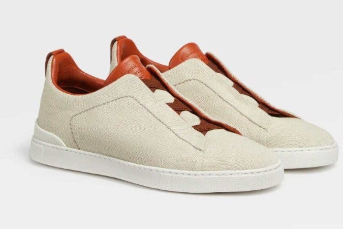 Tênis Triple Stitch em lona, da Zegna 
(R$ 5.150)